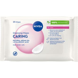 Nivea 3-in-1 rengöringsservetter 25 st dermatologiskt testad återfuktande rengöring i vit mjukplast med rosa detaljer