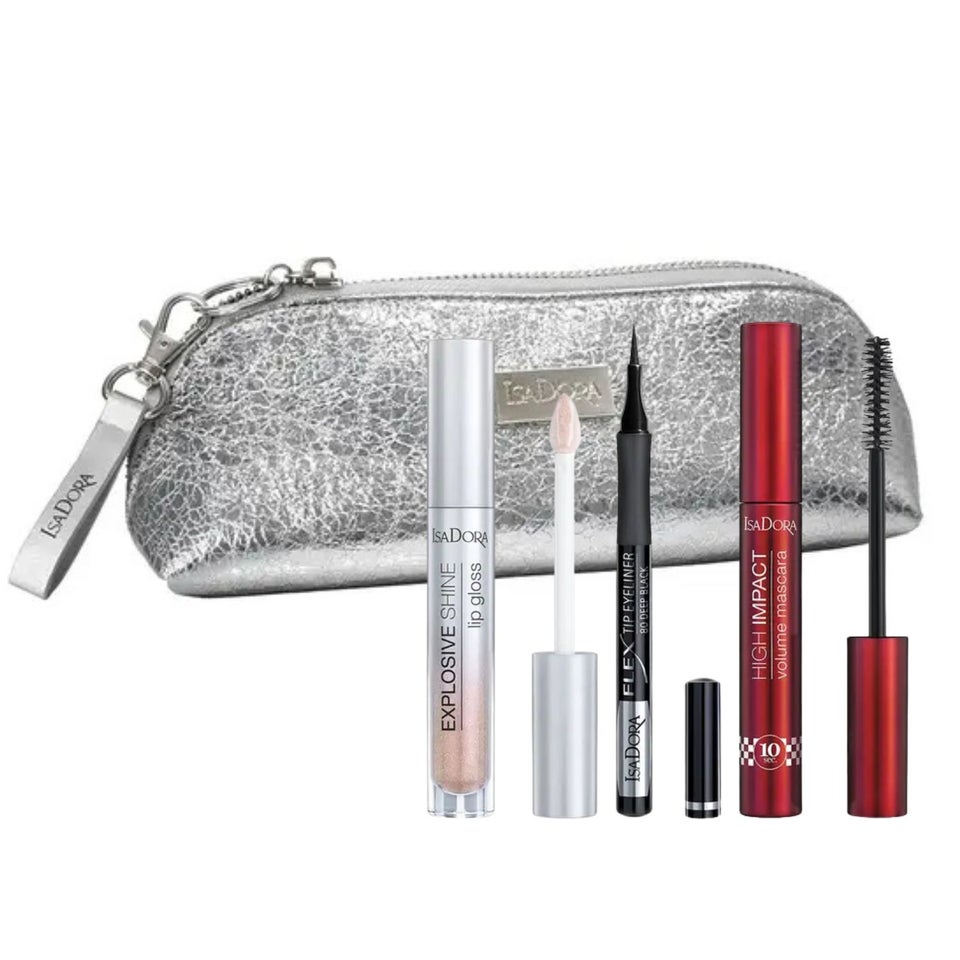 Instant Glam Gift Box Mascara + Eyeliner + Lip Gloss + Makeup Bag