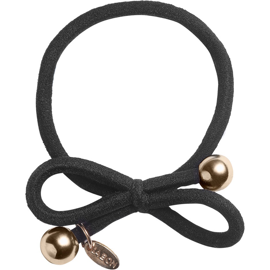 Hair Tie Gold Bead Black 1 pcs