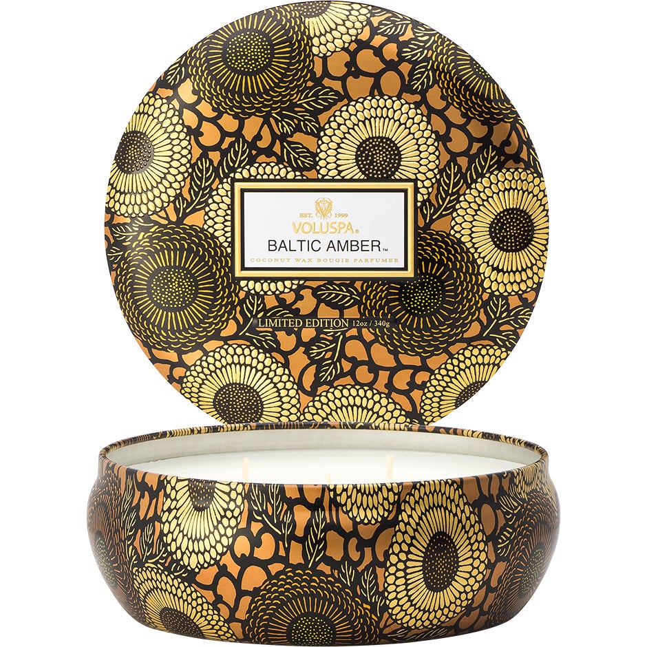 Voluspa Baltic Amber Japonica 3-Wick in Decorative Tin 40h