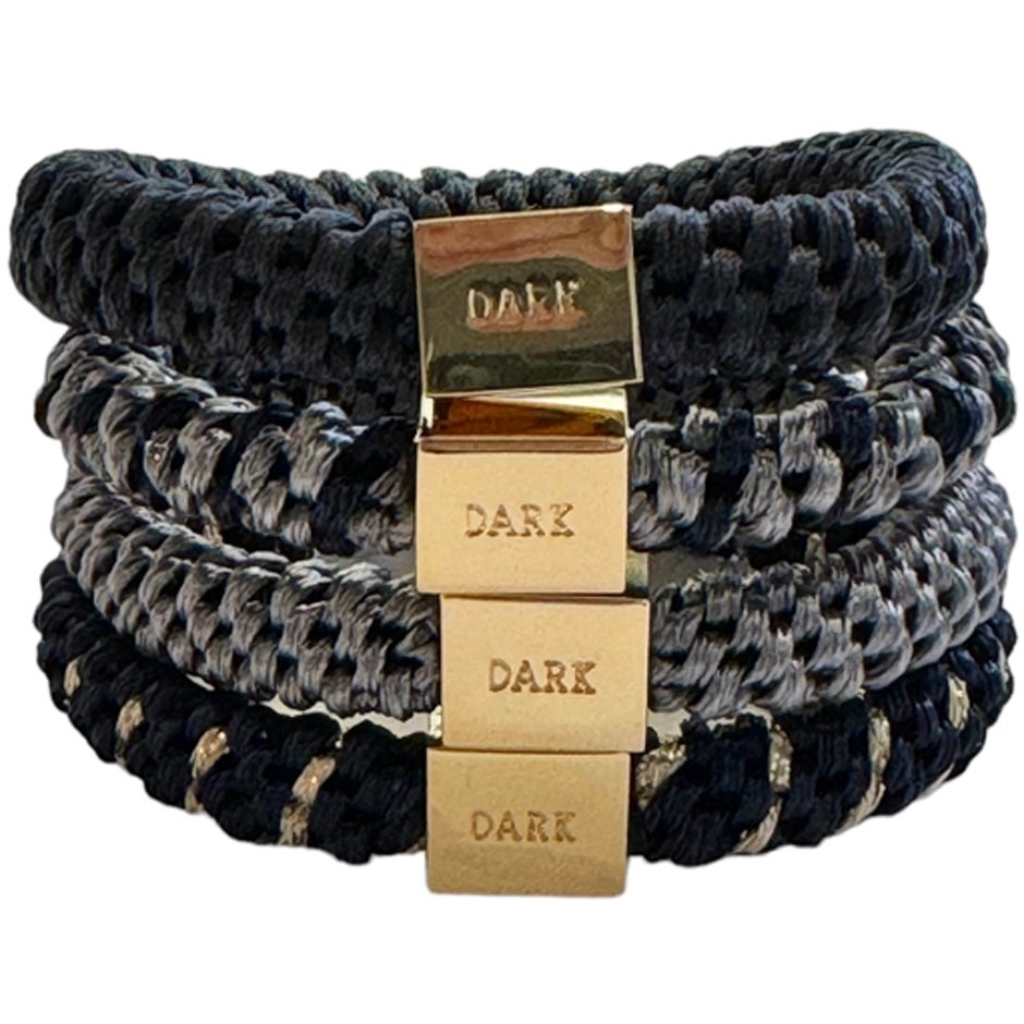 Fat Hair Ties 4 Pk Combo Navy Blue Mix W/Gold