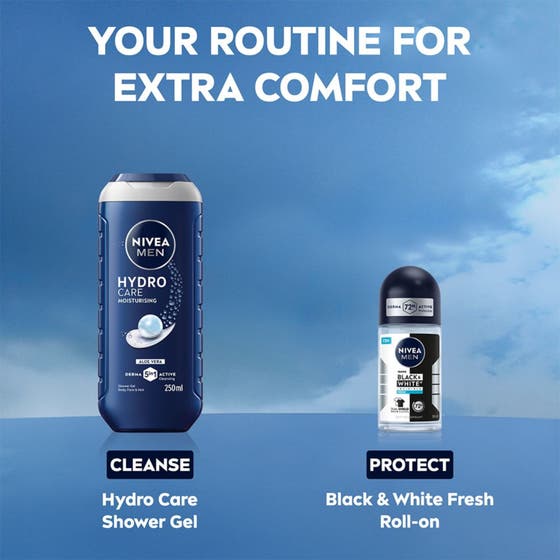 NIVEA Men Black & White Invisible 50 ml roll-on og spray deosæt mod hvide mærker og gule pletter