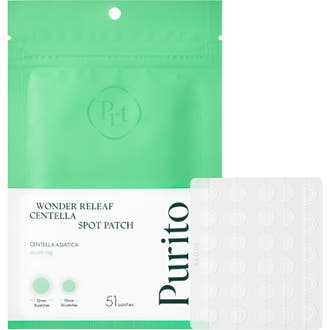 Purito Wonder Releaf Centella Spot Patch 51 st fläcklapp för punktbehandling i grön och vit plastförpackning