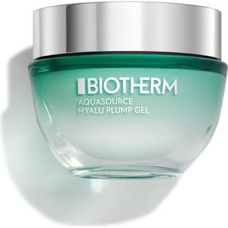 Biotherm Aquasource Hyalu Plump Gel 50 ml fuktighetsgivende ansiktsgel i grønn glasskrukke med sølvlokk