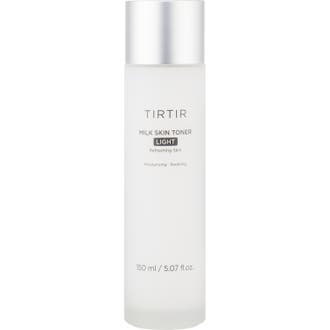 TIRTIR Milk Skin Toner Light 150 ml beroligende toner i en høj flaske af frostet glas med sølvlåg