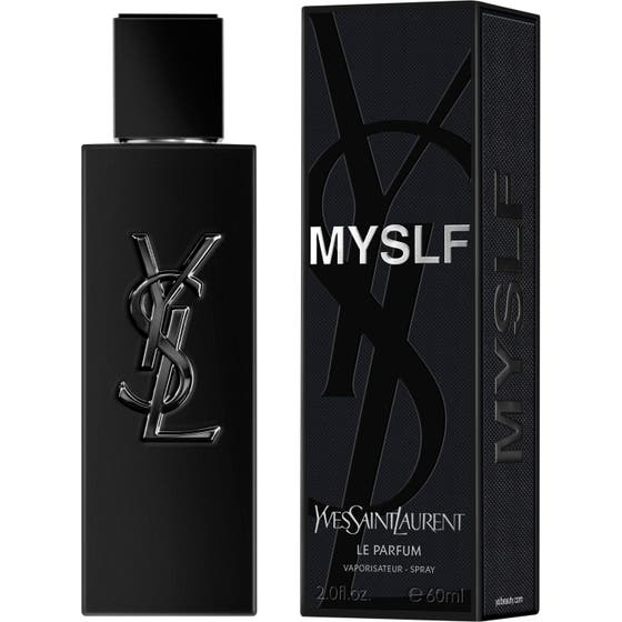Yves Saint Laurent MYSLF Le Parfum 60 ml herreparfyme i sort flaske ved siden av sort emballasje