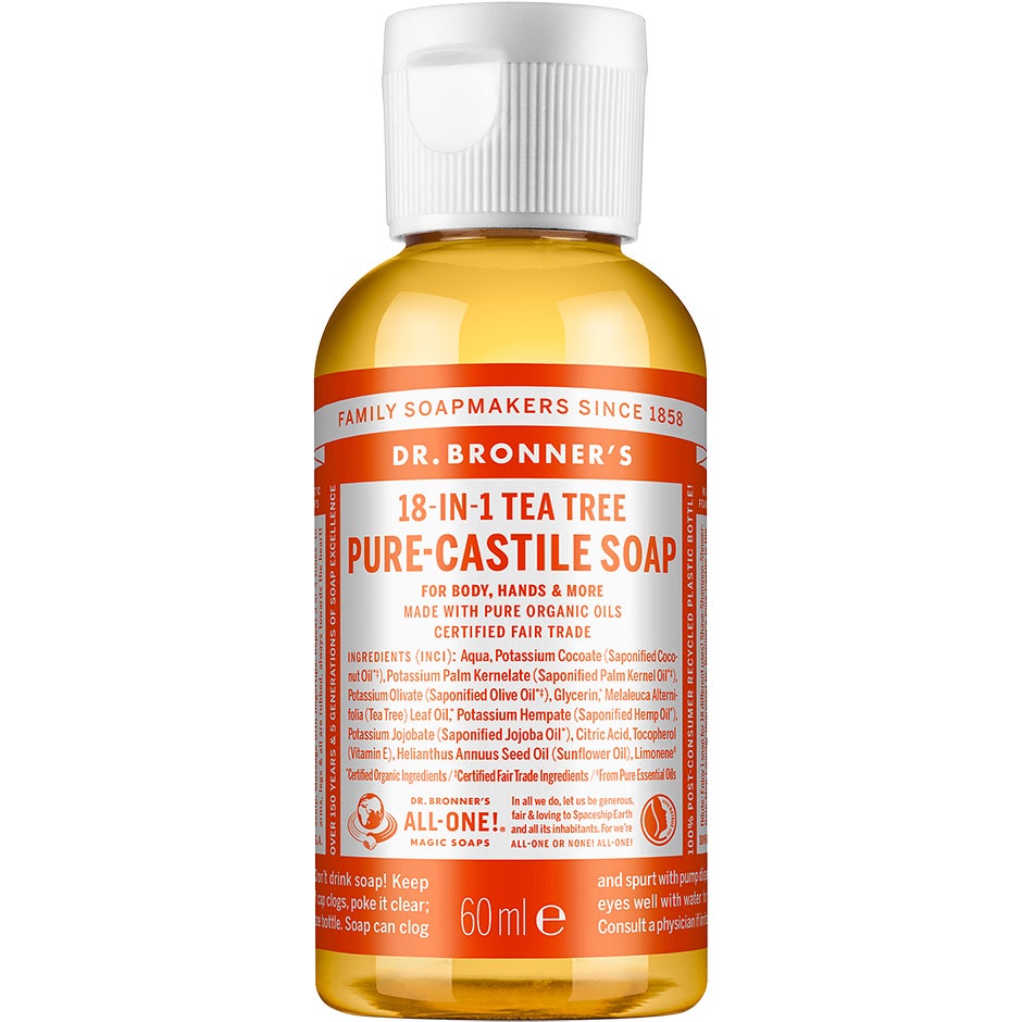 Produktfoto för Dr. Bronner's Pure Castille Liquid Soap Tea Tree - 60 ml