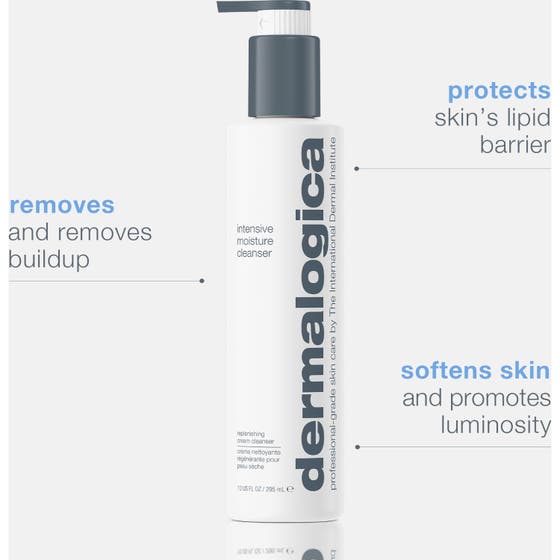 Dermalogica Intensive Moisture Cleanser 150 ml fugtgivende rens i hvid pumpeflaske der beskytter hudens barriere.