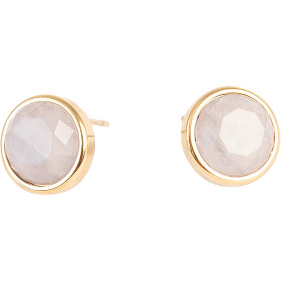Steel Gold Earring Rose Quartz Gold