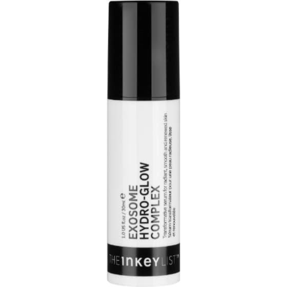The Inkey List Exosome Hydro-Glow Complex 30 ml glødgivende ansigtsserum i hvid tube med sort låg