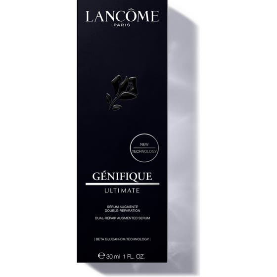 Lancôme Génifique Ultimate Serum 30 ml lyxigt återfuktande serum i svart ytterförpackning med silvertext.