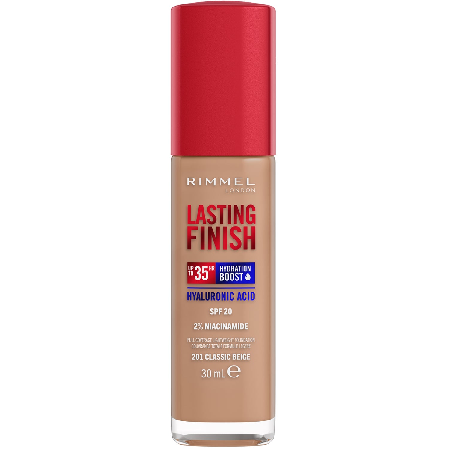 Rimmel London Clean Lasting Finish Foundation 201 Classic Beige - 30 ml billede