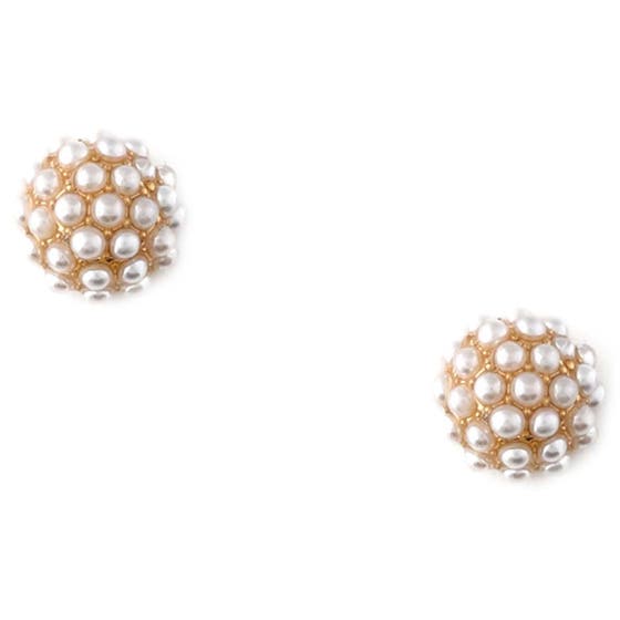 Pearl Encrusted Domed Stud Earrings