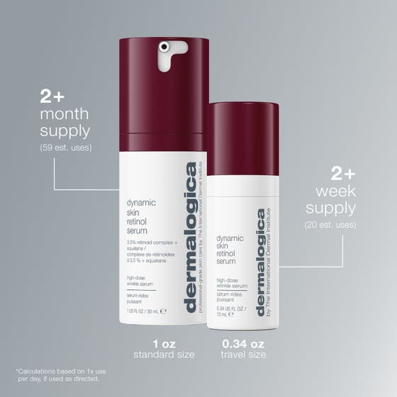 Dermalogica Dynamic Skin Retinol Serum 30 ml gelserum med 3,5 % retinol som reduserer rynker og porer i hvit flaske.