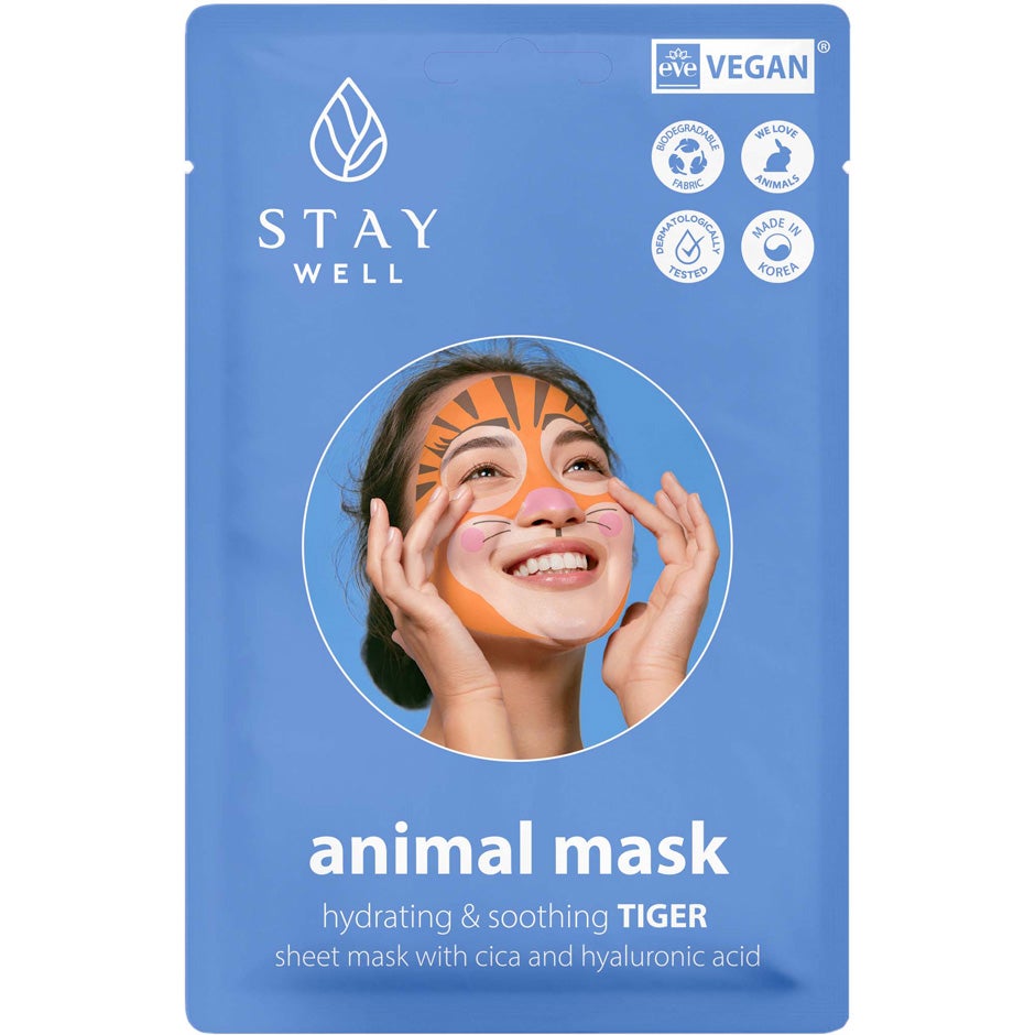 Stay Well Animal Mask Tiger 1 pcs ansiktsmasker herr – bild 2
