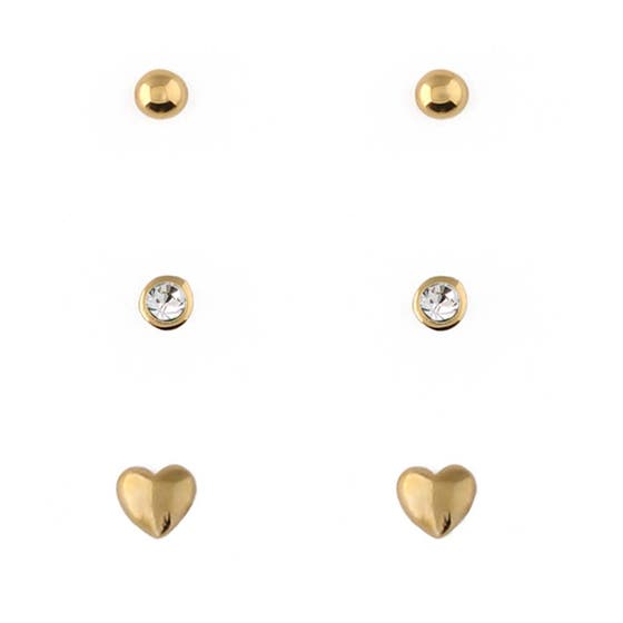 Swarovski Stud & Heart 3 Pack Ear Party