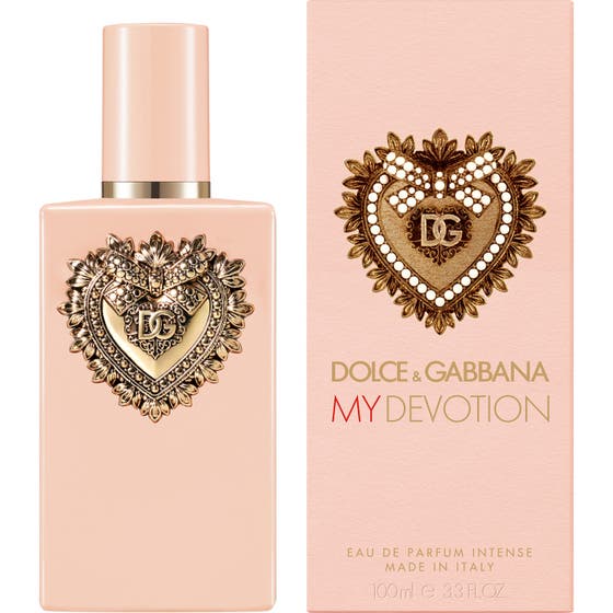 Dolce & Gabbana My Devotion Intense Eau de Parfum 100 ml damparfym i rosa flaska och ask med ett vackert guldhjärta