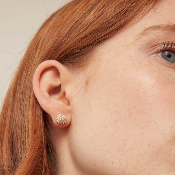 Pearl Encrusted Domed Stud Earrings