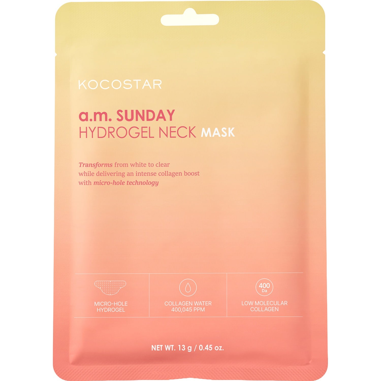 Kocostar a.m. Sunday Hydrogel Neck Mask 1 pc ansiktsmasker dam