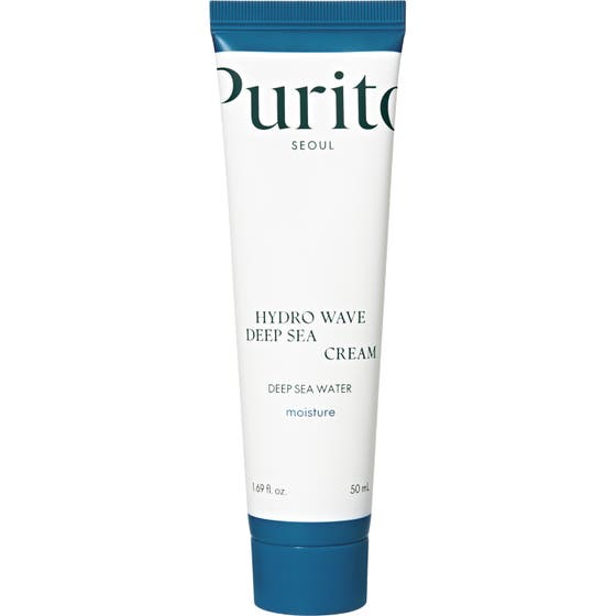 Purito Seoul Hydro Wave Deep Sea Cream 50 ml fugtgivende ansigtscreme i hvid tube med blå detaljer