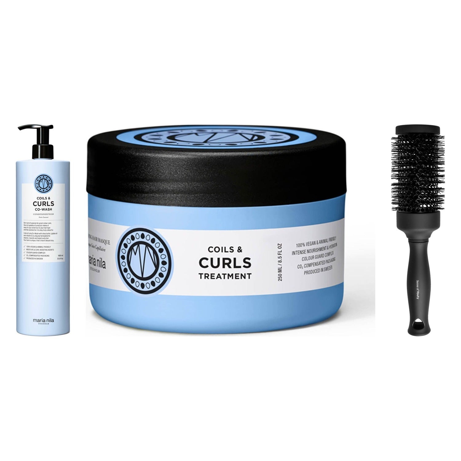 Maria Nila Curl Definition & Styling Set Co-Wash 1000 Ml, Masque 250 ml & Blowout Brush