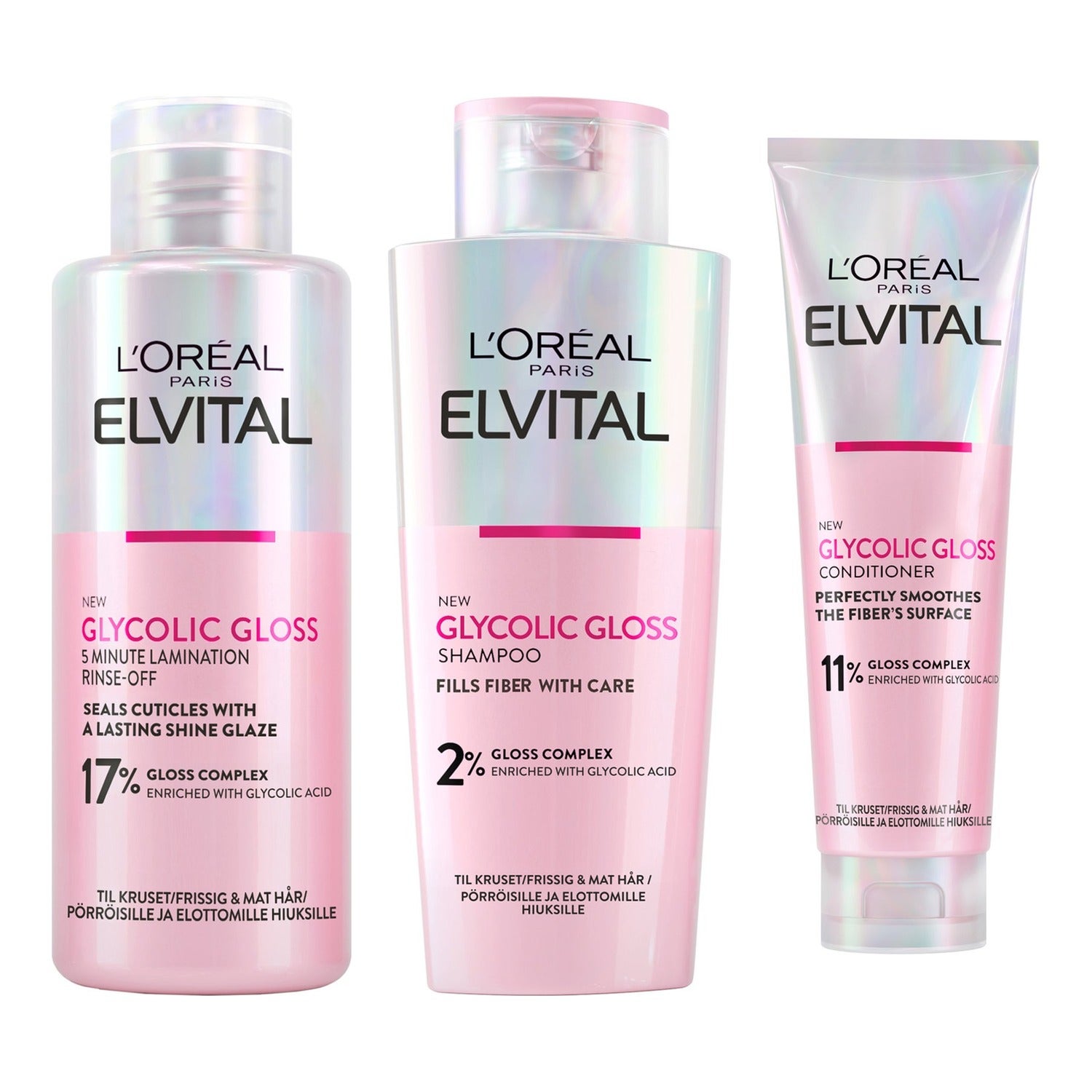 L'Oréal Paris Glossy Hair Starter Set Shampoo 200 Ml, Conditioner 150 ml & Lamination Rinse 200 ml - 550 ml