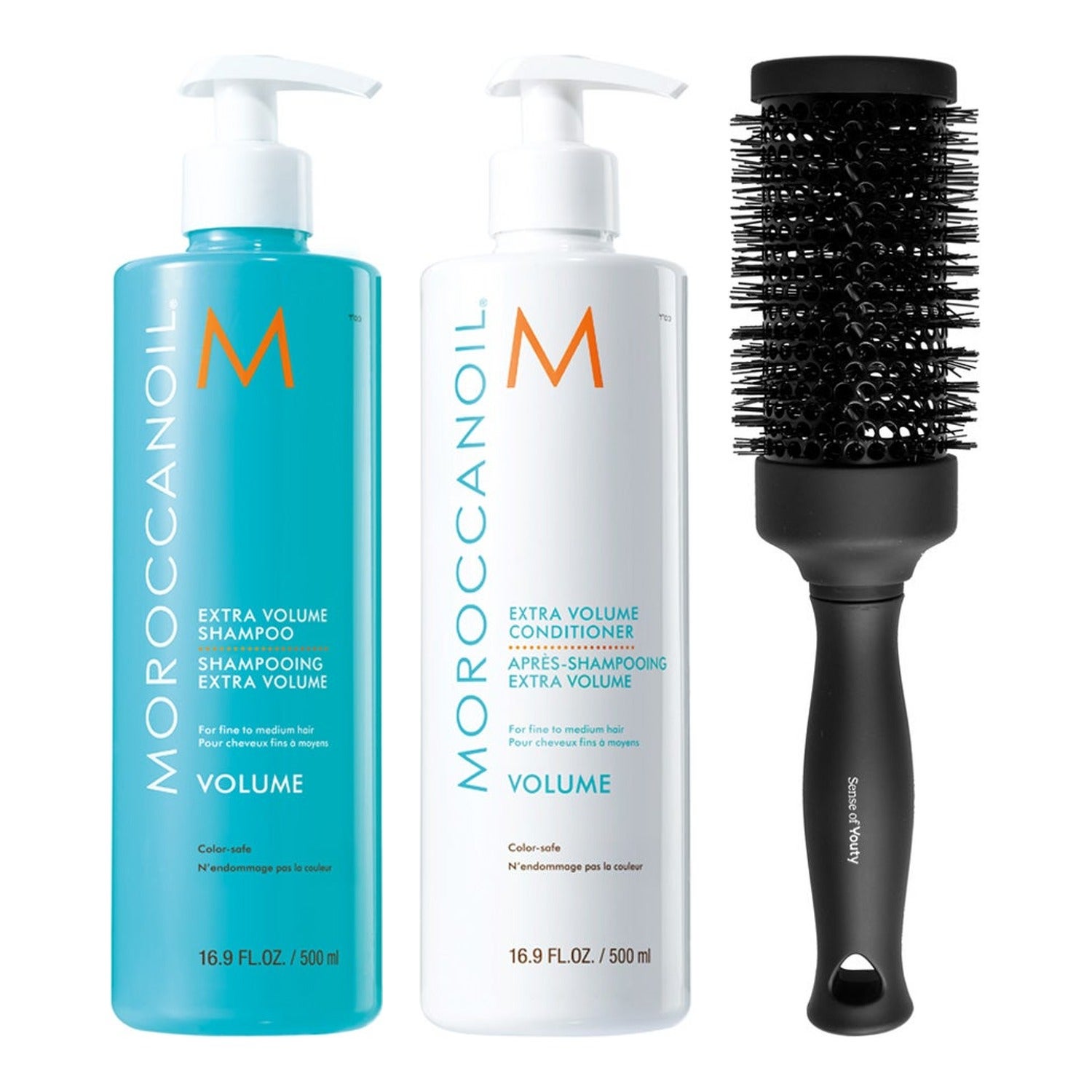 Moroccanoil Volume & Style Essentials Set Shampoo 500 Ml, Conditioner 500 ml & Brush