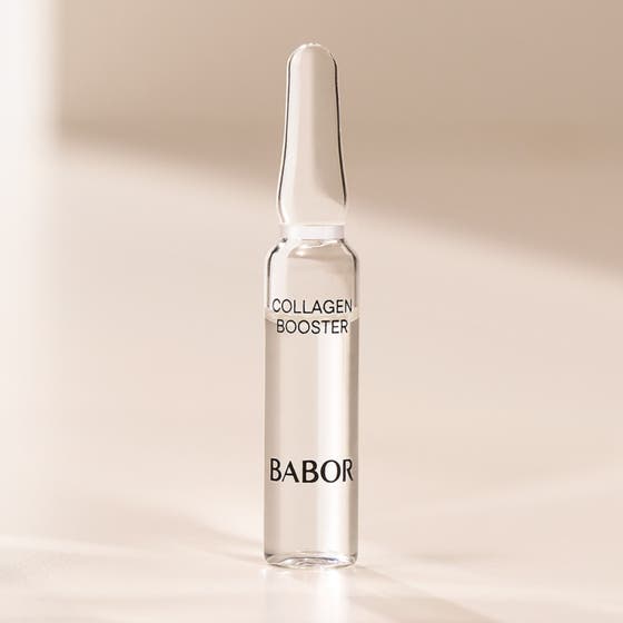 Babor Ampoule Collagen Booster 14 ml oppstrammende serum i en klar glassampulle med gjennomsiktig væske