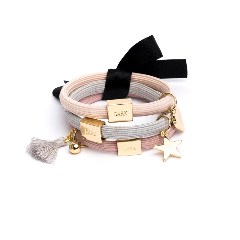 Dark Hair Ties 3 Pk Charm Combo Powder