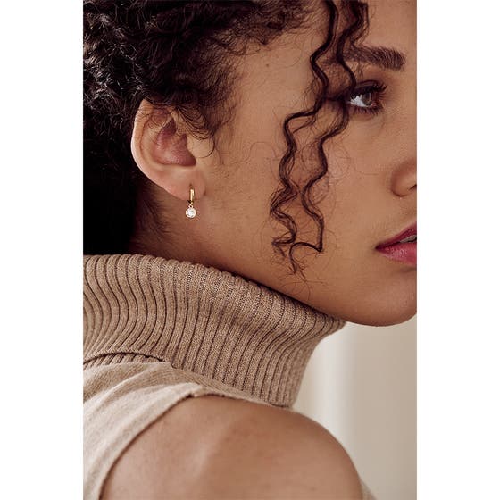 Swarovski Drop Huggie Hoops Earrings