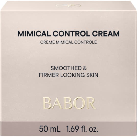 Babor Mimical Control Cream 50 ml utglattende og oppstrammende dagkrem i hvit firkantet ytteremballasje.