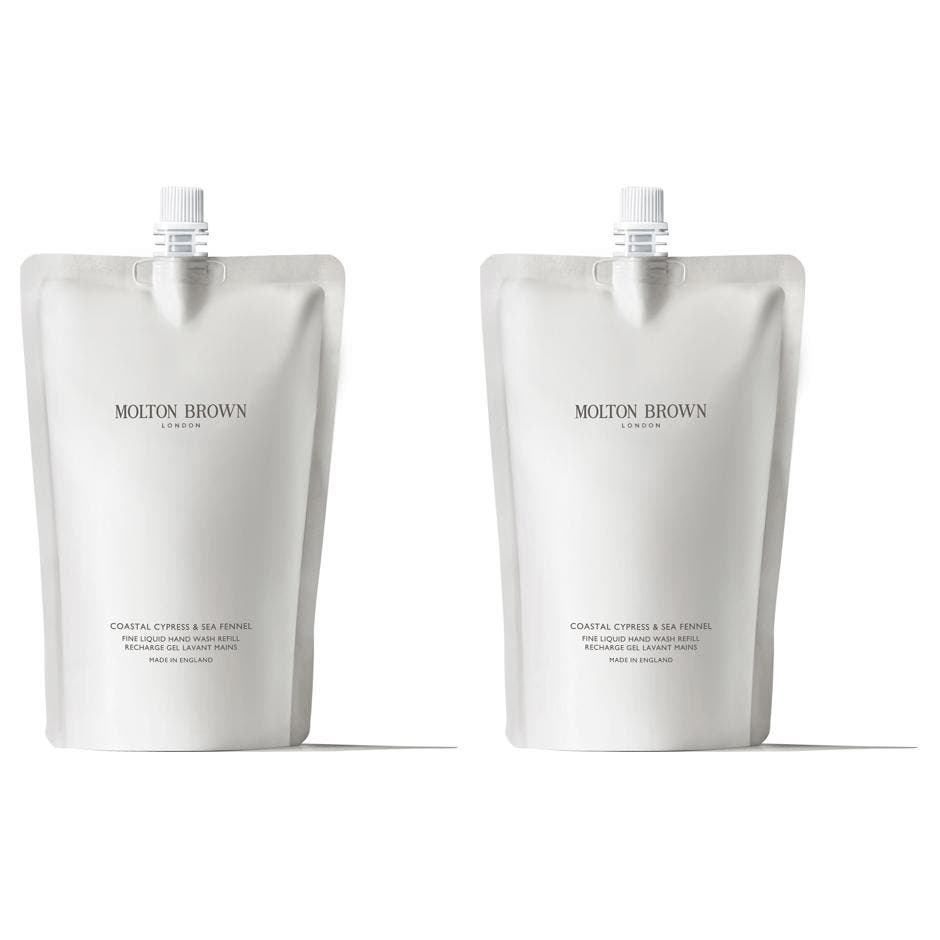 Molton Brown Coastal Cypress & Sea Fennel exklusiv handtvål refill havsinspirerad påfyllning i vit mjuk plastförpackning