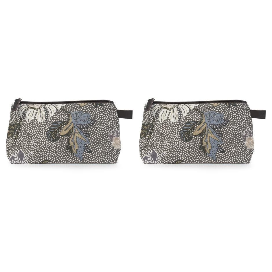 Cosmetic Small Khaki Flower Linen