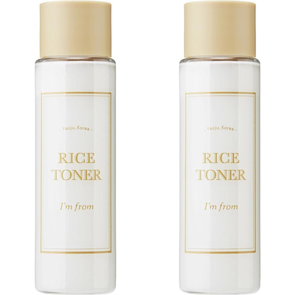 I'm from Rice Toner 150ml fuktighetsgivende ansiktstoner med melkehvit væske i klar flaske med beige kork