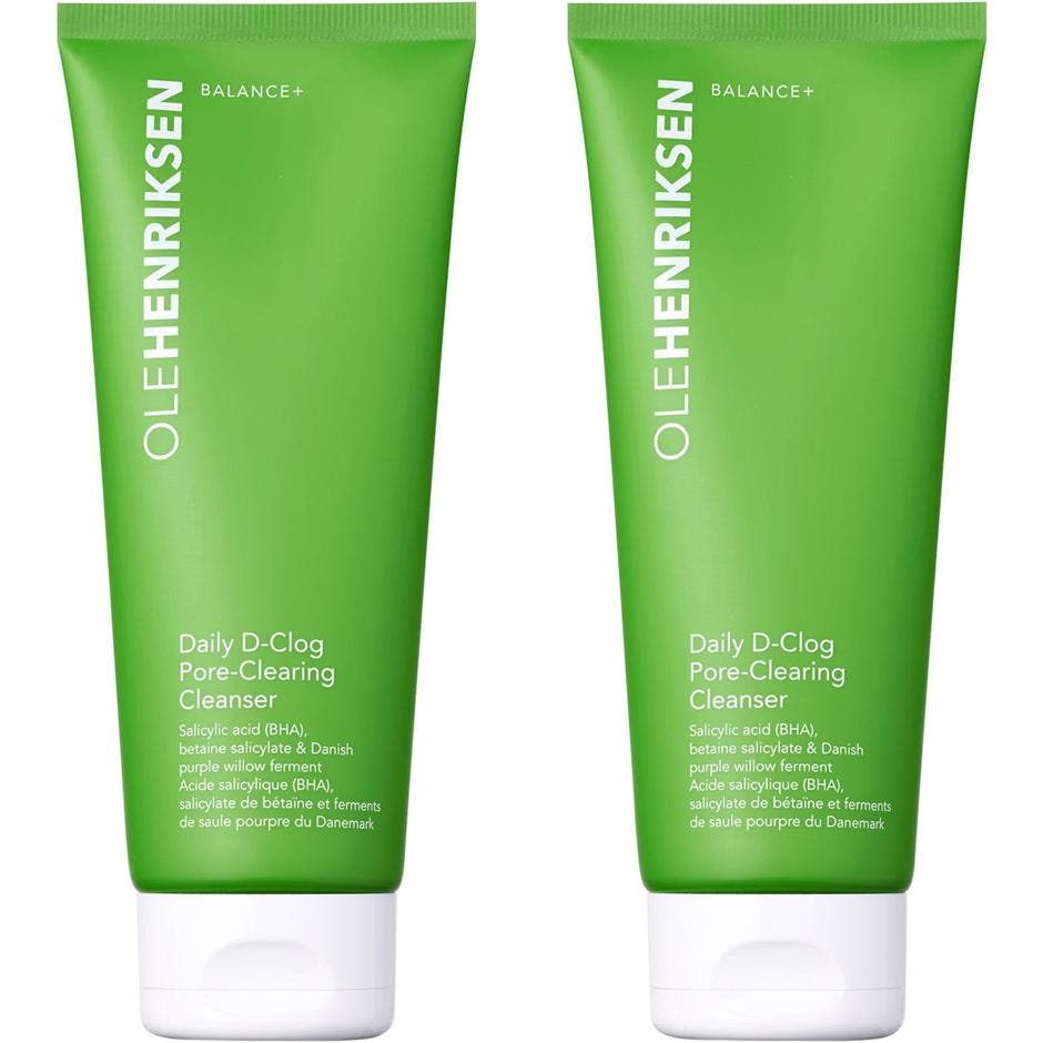 OleHenriksen Daily D-Clog Pore-Clearing Cleanser motvirker porer med BHA i en grønn tube med hvitt lokk.