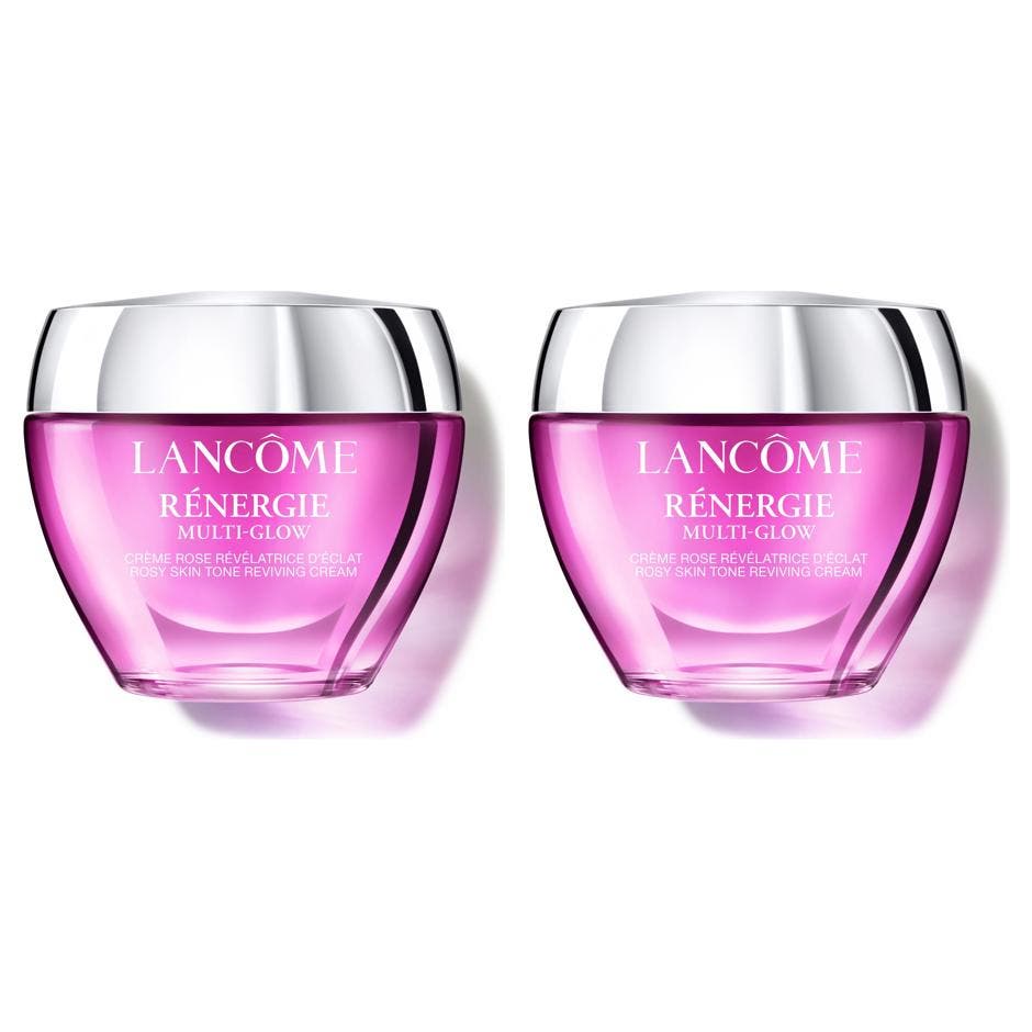 Lancôme Rénergie Multi-Glow 50ml glødgivende ansiktskrem i en lilla glasskrukke med sølvlokk