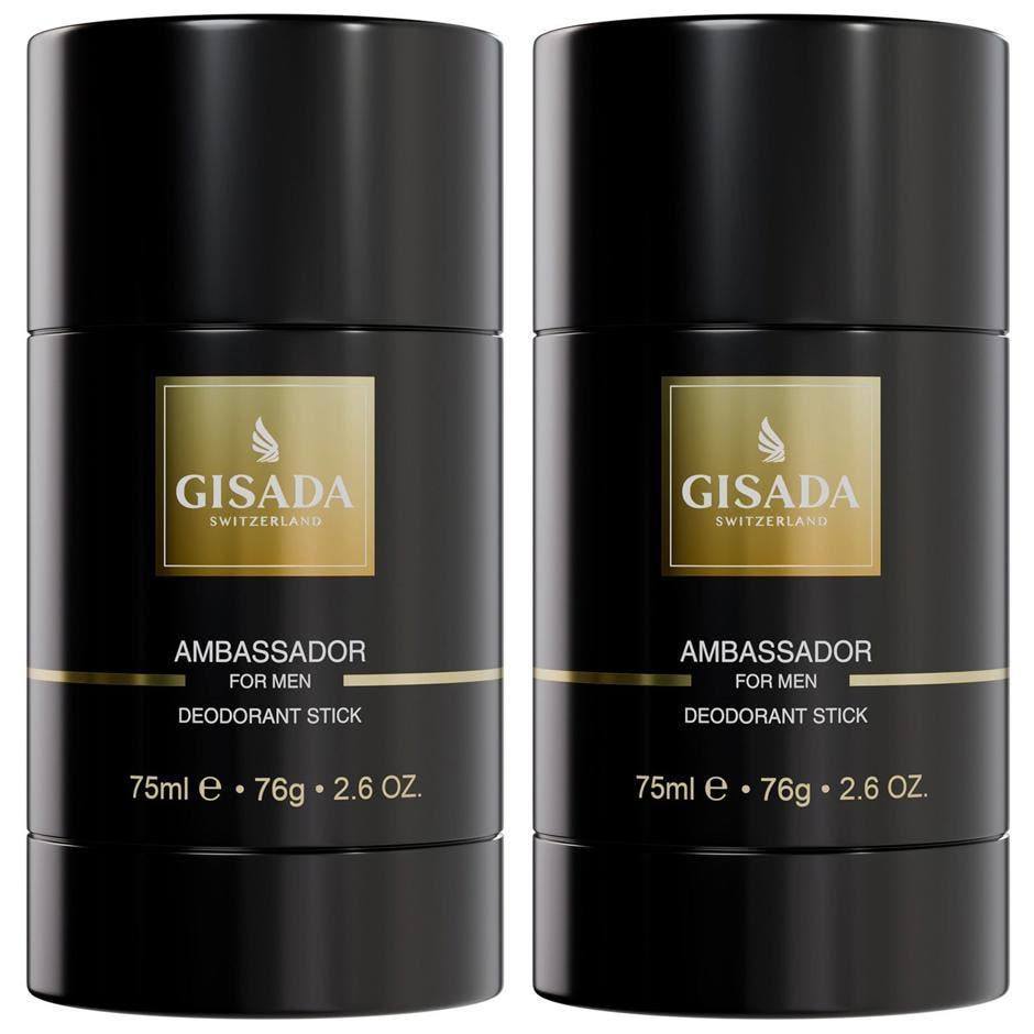 Gisada Ambassador for Men 75ml deodorant stick som gir friskhet i en elegant sort hylse med gulldetaljer.