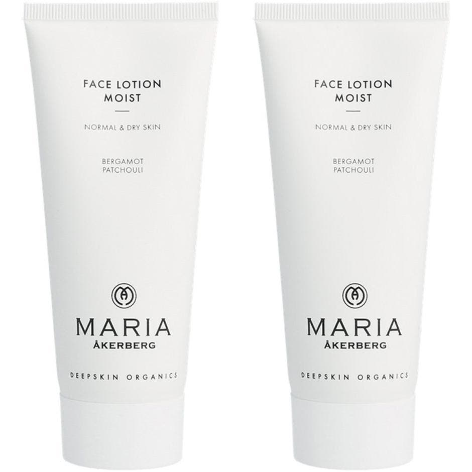Maria Åkerberg Face Lotion Moist återfuktande fuktkräm ansikte bergamott i vit tub för torr hud.
