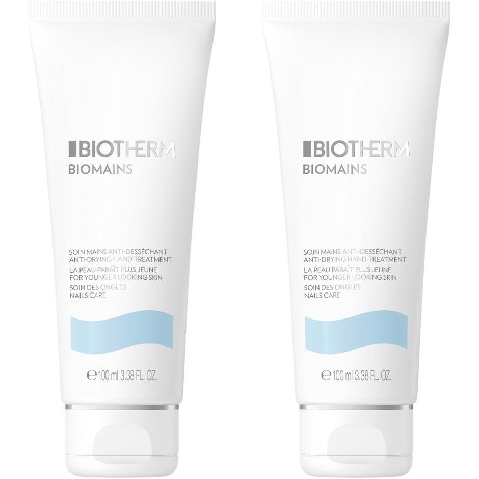 Biotherm Biomains 100 ml biotherm anti-aging handkräm i vit tub med blå våg och eleganta silverdetaljer