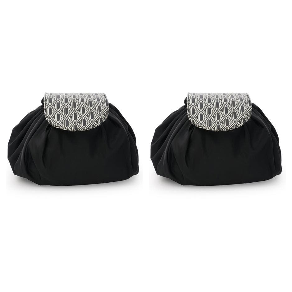 JLB Round Drawstring Bag M Black-White